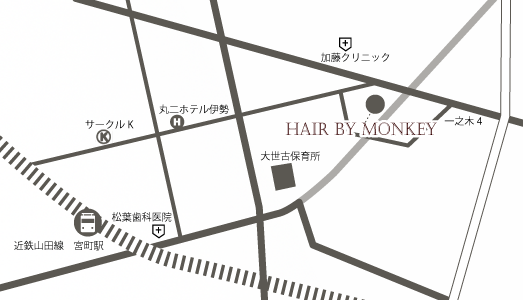 伊勢市の美容室 HAIR BY MONKEY（ヘアバイモンキー） アクセス